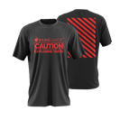 BANG JUICE T-Shirt Red Print Caution Stripe Merchandise
