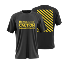 BANG JUICE T-Shirt Yellow Print Caution Stripes Merchandise